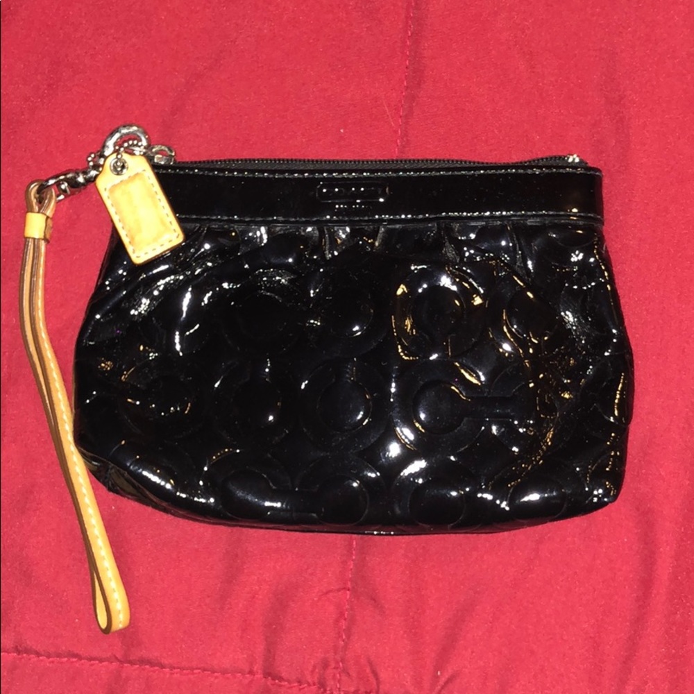Coach Black Patent Wristlet